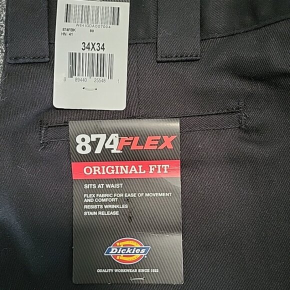Dickies Men's Pants Size 34x34 Black 874Flex Original Fit Work Pants - Picture 7 of 11